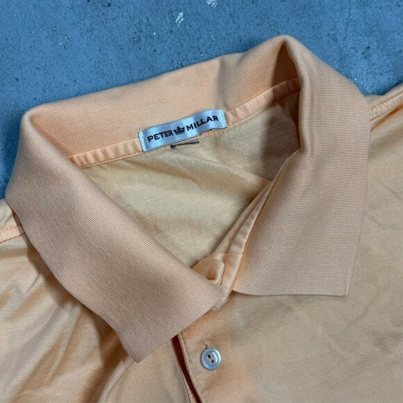 Peter Millar Polo Shirt Short Sleeve Cotton Yellow Large - Picture 4 of 8